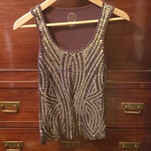 Michael Kors Brown&Gold Sequin Tank - S